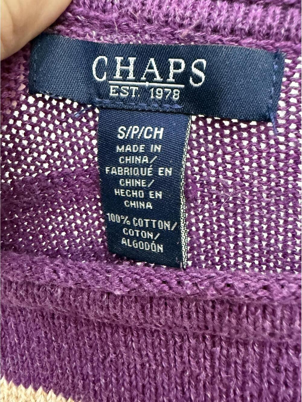 Chaps Purple Geometric Pattern Sweater Small - Picture 4 of 5